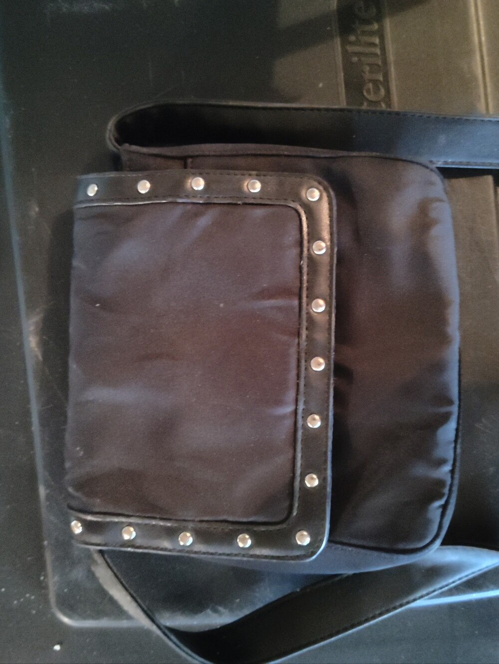 Black Stud-Trim Crossbody Bag for Men